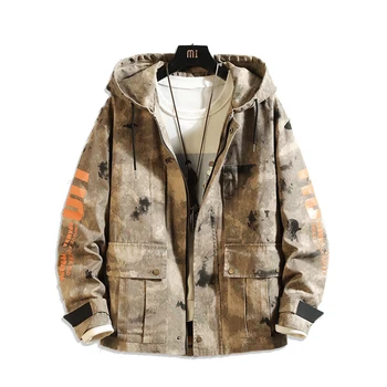 

Winter Tide Brand Cotton Clothes Men's Autumn and Winter Dark Series Hip-hop Loose Camouflage Printing Warm Graffiti Style