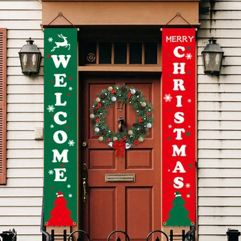 

Welcome Merry Christmas Hanging Door Banner Ornaments Christmas Decorations For Home Outdoor Xmas Decor New Year Hanging Banner