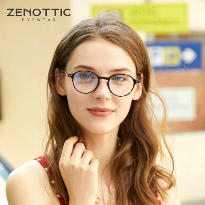 Очки ZENOTTIC ацетатные с защитой от сисветильник маленькие круглые игровые Компьютерные очки для мужчин и