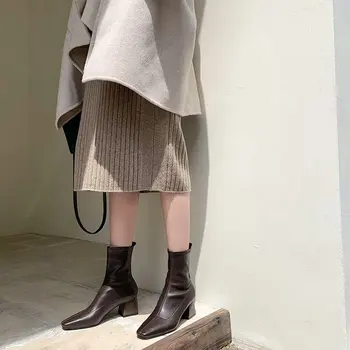 

High With Short Boots Female Concise Winter 2019 Comfortable Coarse With Short Boots