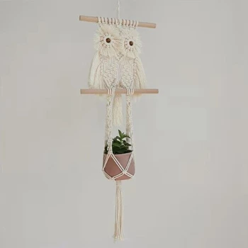 

Plant Hanger, Handmade Owl Net Bag Macrame Hanging Planter Woven Hanging Planter Basket For Balcony Gardens And Home Decoration