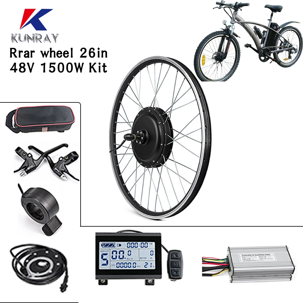 Kit de conversión rueda trasera de bicicleta eléctrica, Motor de cubo de 26 pulgadas, sin escobillas, 48V, 1500W|Motor de bicicleta - AliExpress