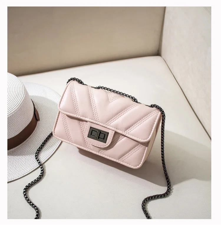Mini Quilted Leather Double Flap Handbag 2019 New Luxury Designer Women's Chain Shoulder Bags Classic Crossbody Flap Purse Black (9)