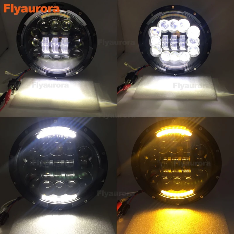 DOT EMARK утвержден 90 W 7 дюймовый круглый светодиодные фары с DRL Halo Кольцо Ангельские