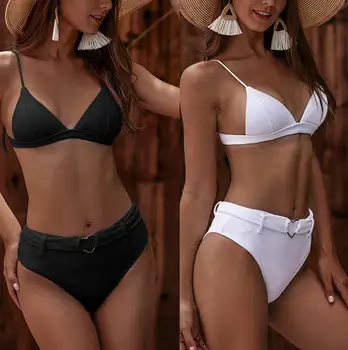 

New 2020 women's split swimsuit bikini with special fabric heart band bandage bikini sexy strap bikini