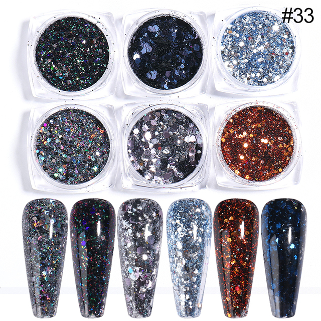Box Shining Sugar Effect Nail Glitter Powder Laser Candy Nail Art Pigment Flakes Dust Coloful Nail Decor Accessories LA1539-28