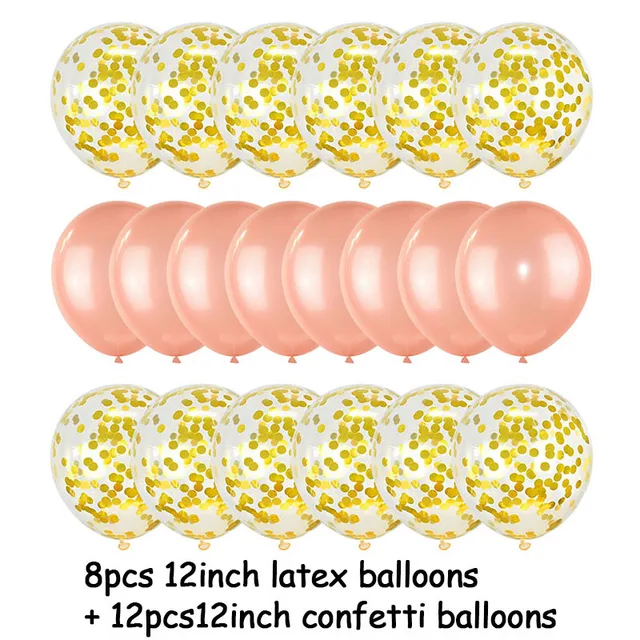 20Pcs Rose Gold Balloon Set Confetti Metallic Balloons Birthday Party Wedding Decoration Anniversary Globals Baby Shower Balloon 20pcs gold setA