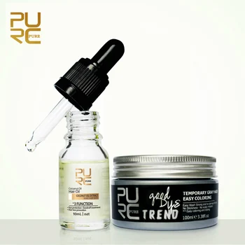 

2pcs PURC Organic Extract Prevent Hair Coconut Oil and Color Hair Wax Styling Pomade Silver Grandma Grey Coloring Cream 11.11