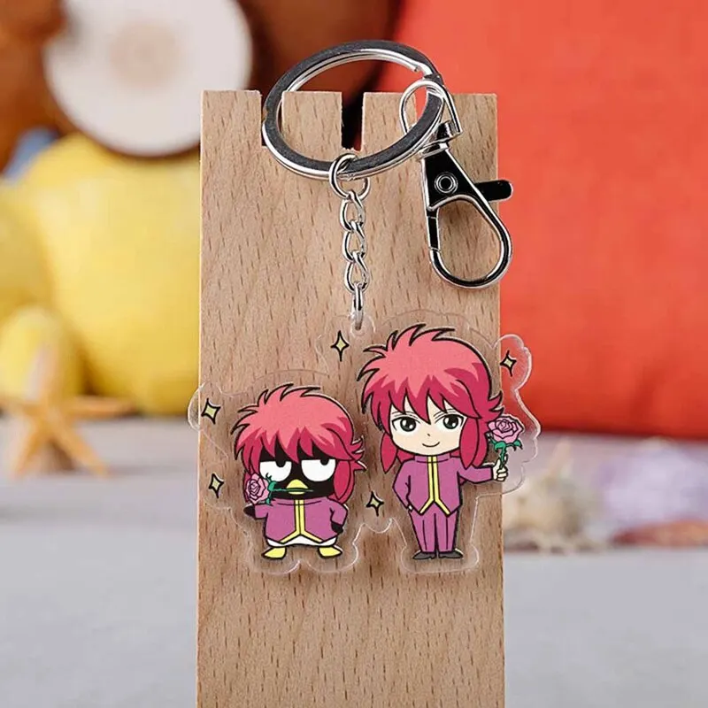 Anime YuYu Hakusho keychain cartoon figure Urameshi Yuusuke Kuwabara Acrylic Pendants Key ring Christmas Gift