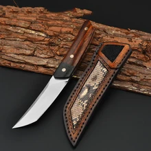 

Fixed Blade Survival Knife M390 Powder Steel Outdoor Camping Tactical Hunting Knives + Snake Skin Carved Pattern Leather Case