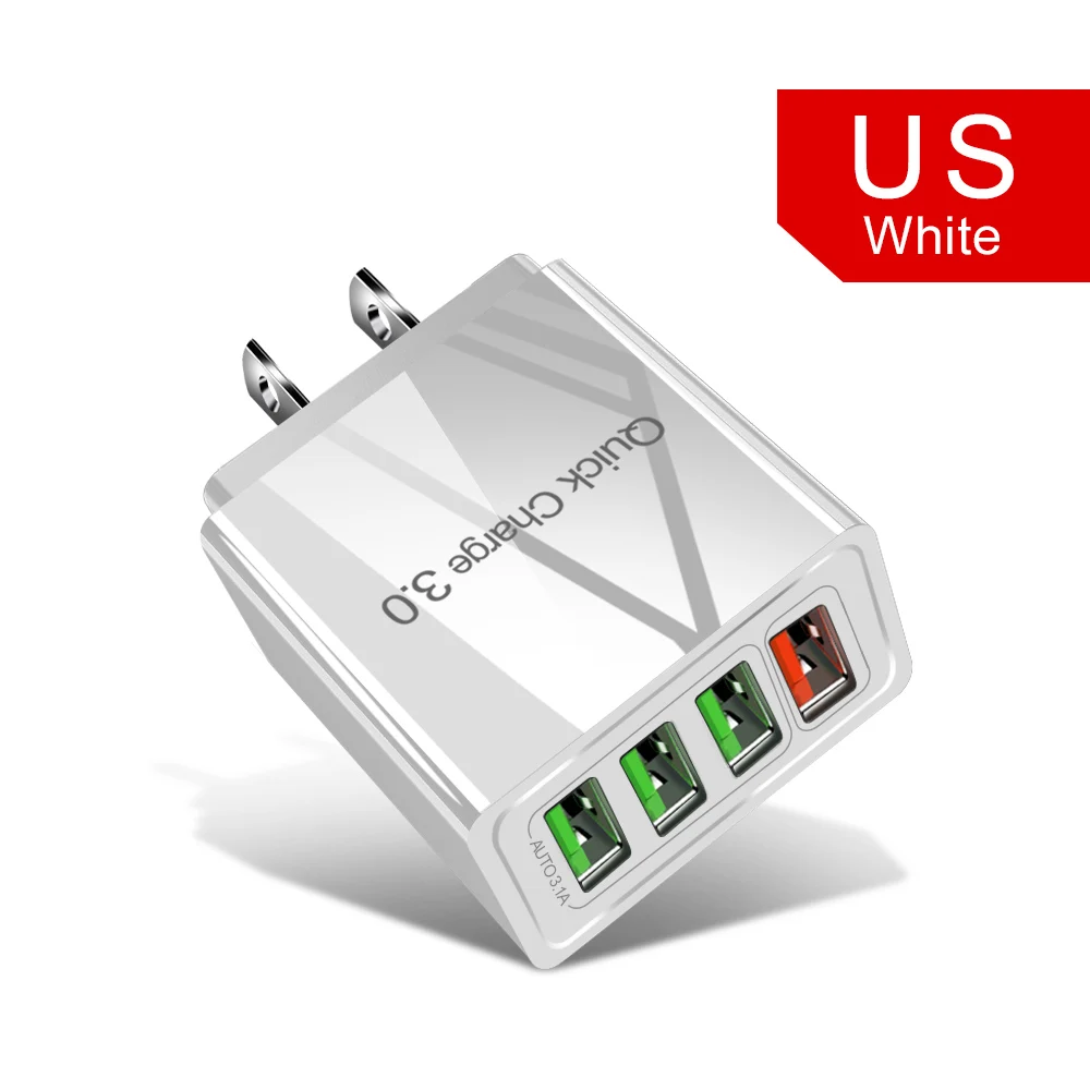 48W Quick Charge 4.0 3.0 4 Port USB Charger USB Fast Charger QC4.0 QC3.0 For Samsung S10 A50 Xiaomi Mi9 iPhone X 7 Wall Adapter usb c 5v 3a Chargers