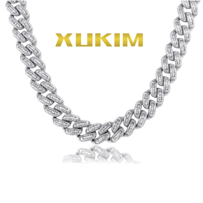 Xukim ювелирные изделия 14 мм хип хоп Iced Out кубинская цепь ожерелье|Цепочки| |