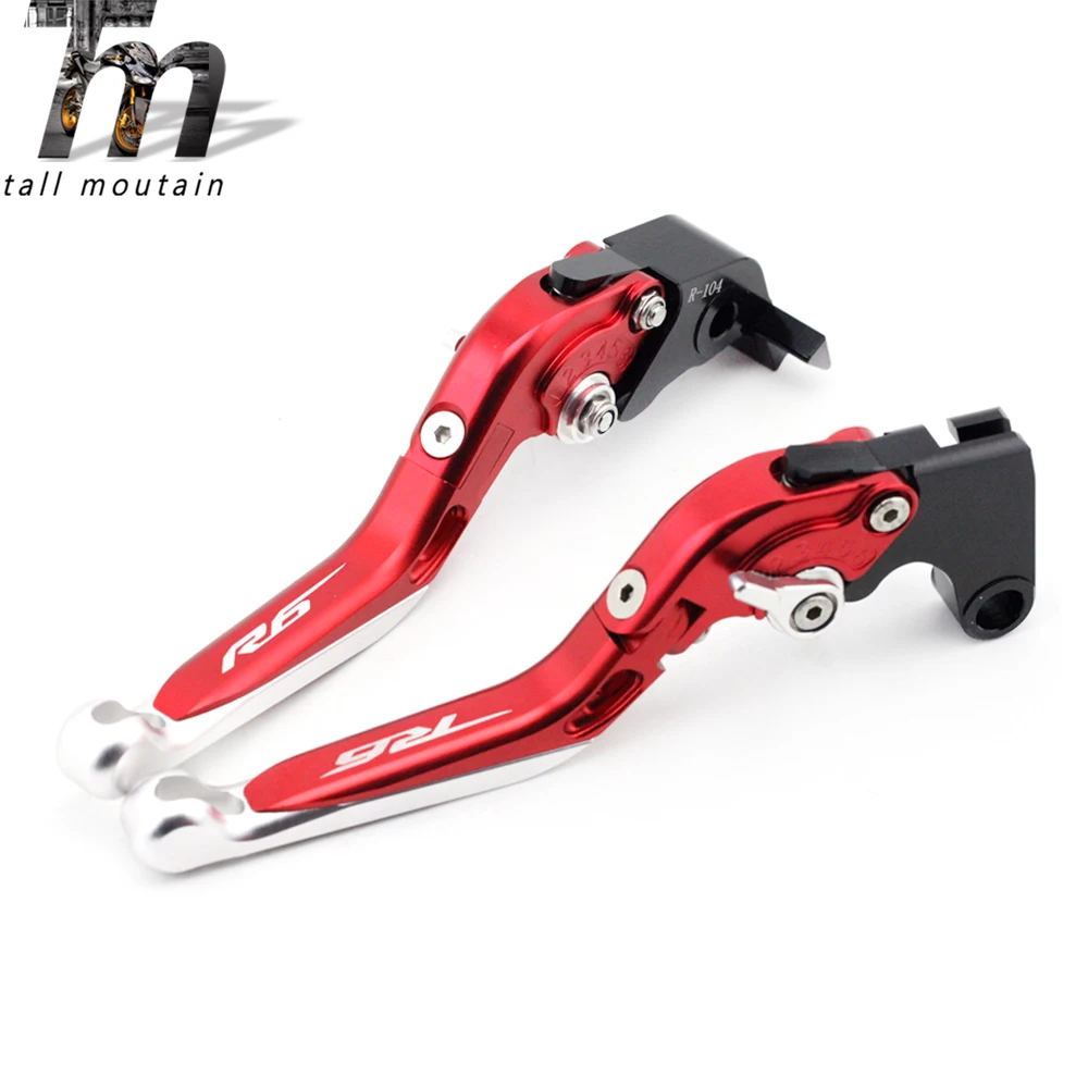 Тормозной рычаг сцепления для YAMAHA YZFR6 YZF-R6 1999- 19 17 16 05 04 аксессуары для мотоциклов Регулируемый складной выдвижной логотип R6 - Color: R6 05-16 Red