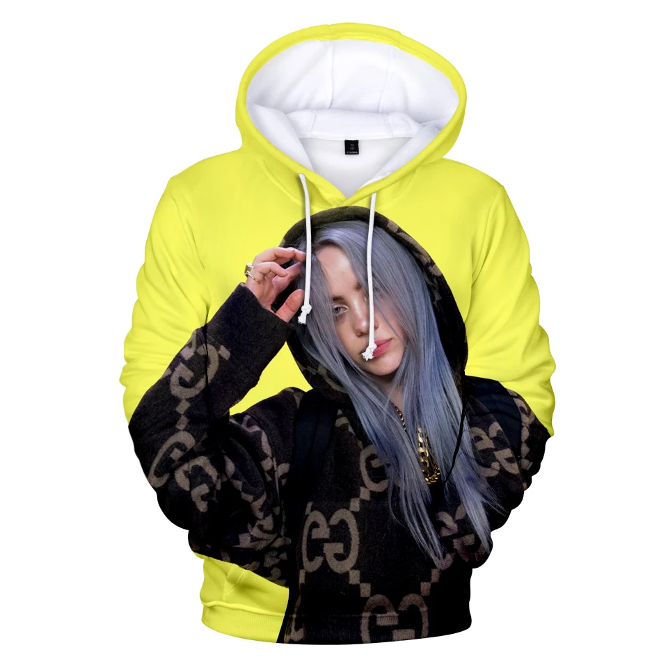 Удобные худи с 3D принтом Billie Eilish, детские толстовки с 3D капюшоном для мальчиков и девочек