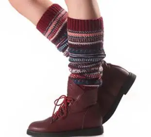 red Women Long Leg Warmers Winter Striped Above The Knee School Socks Knee Female Boots Socks Mix Color Autumn Girls Gaiters - Цвет: red