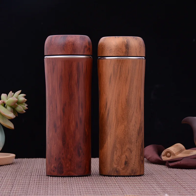

Hot Sales New Style Creative Wood Grain Yixing Cup Business Office Glass Retro Insulated Stainless Steel Bottle Gift Cup