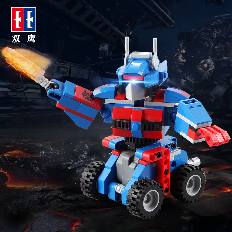 

Double e cada Cracking Take Creative Series Optimus Prime Bumblebee Small Robot Children Assembled Building Blocks Puzzle Toy