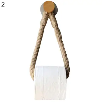 

Punch Free Vintage Hemp Rope Hanging Bathroom Toilet Roll Paper Towel Rack Tool Portable Toilet Paper Holders