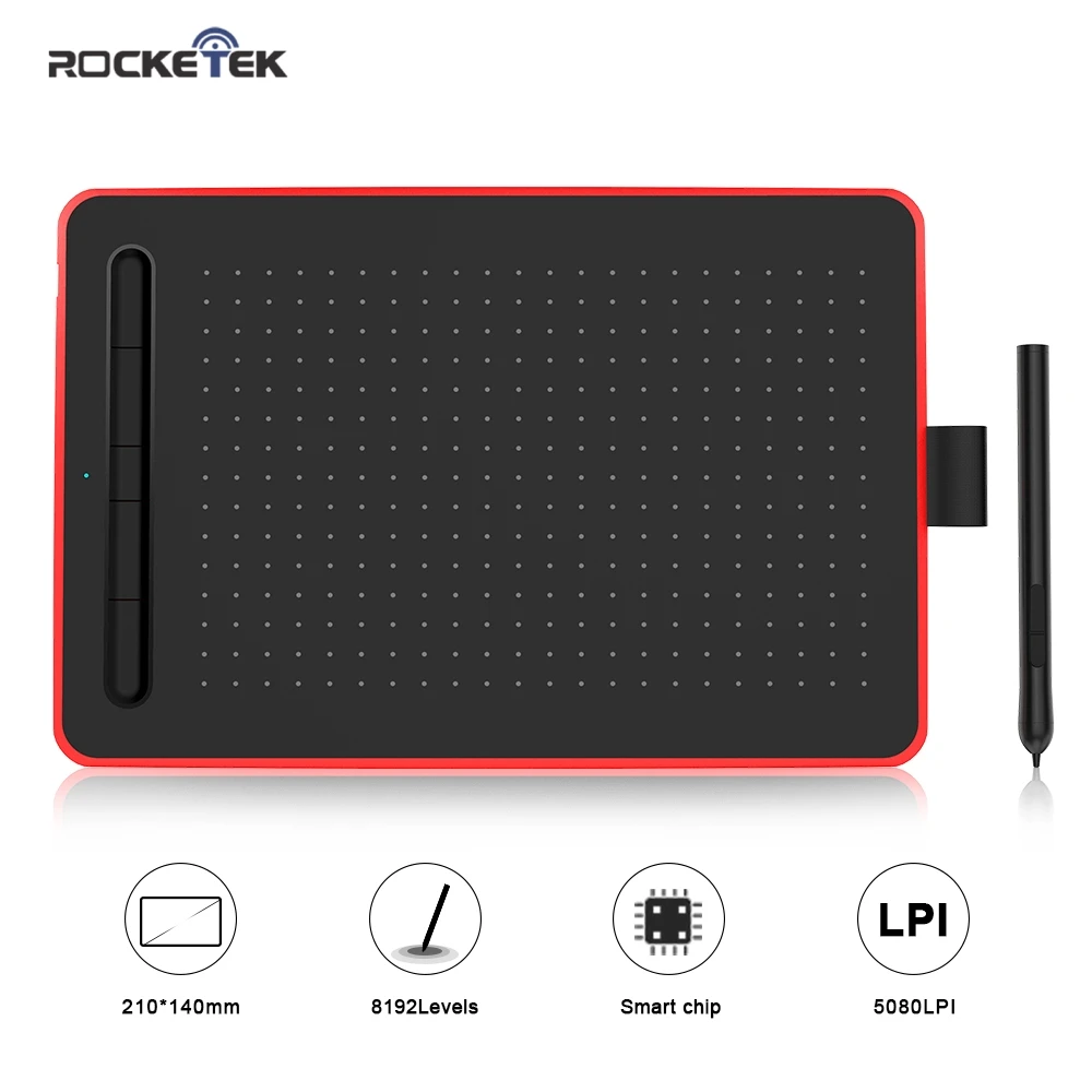 Цифровые планшеты Rocketek 8 5*5 3 дюймов 8192 уровней USB Подпись графическая ручка для
