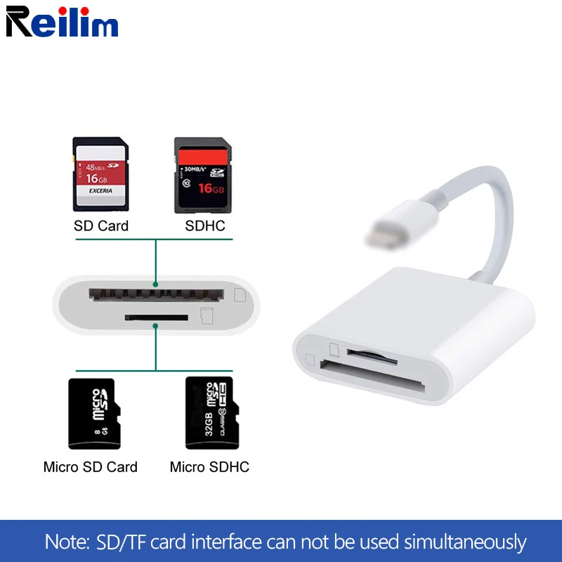 Устройство для чтения карт памяти Reilim SD/TF lightning/iPad адаптер камеры Apple iPhone OTG кабель