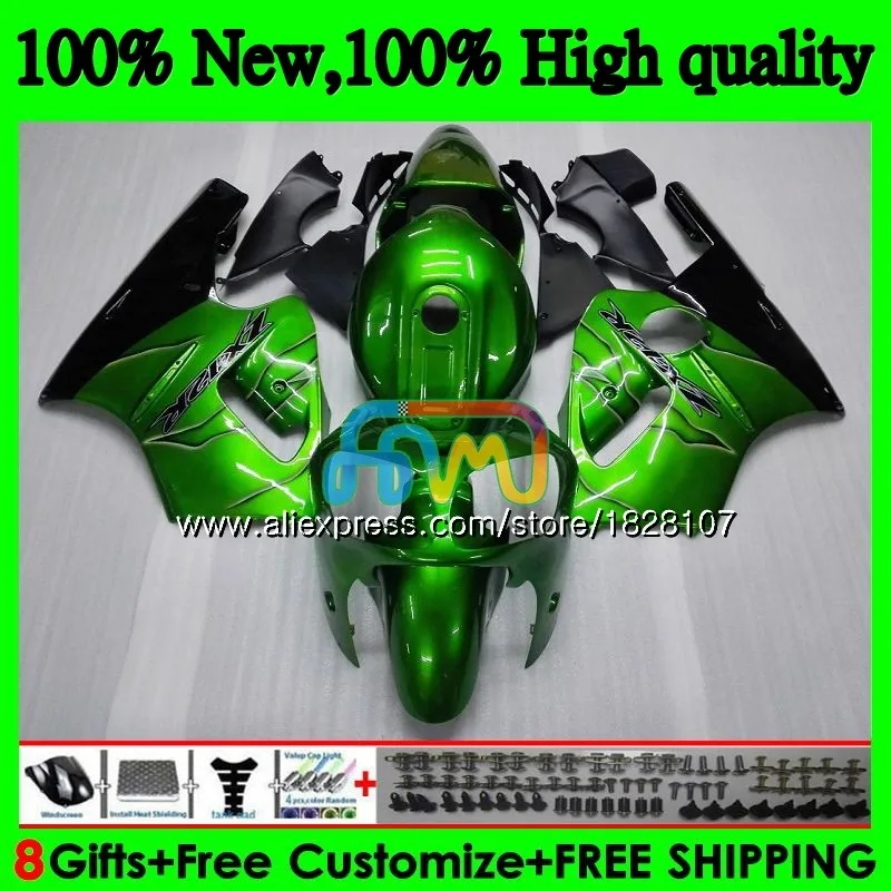 Инъекции для KAWASAKI ZX1200 зеленый пламя ZX 12R 1200CC ZX-12R 23BS. 2 ZX12R 02 03 04 05 06 2002 2003 2004 2005 2006 обтекатели