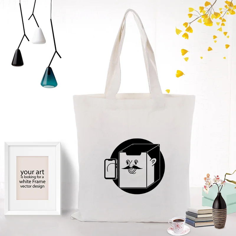 ILLUSTRATIONC035 Холщовая Сумка-тоут, ежедневное использование текста DIY, индивидуальная печать логотипа, сумка для покупок, повседневные эскизы, эко многоразовая утилизация - Цвет: ILLUSTRATIONC035