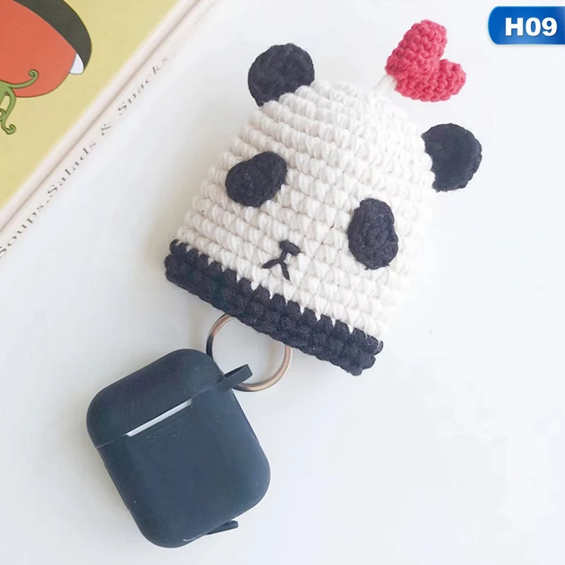 Защитный Трикотажный чехол для Airpods ручной работы с милым мультяшным вязаным шерстяным протектором для Apple air pods антиосенние аксессуары