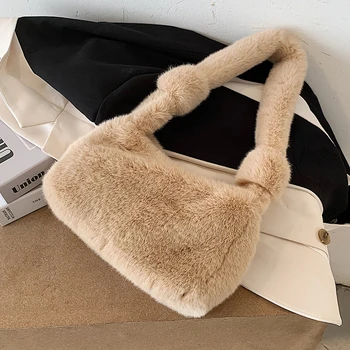 

Aman Dream Mink Fleece Underarm Bag 2020 Winter Style Fashion Women's Purses and Handbags New Faux Fur Shoulder Bags for Women