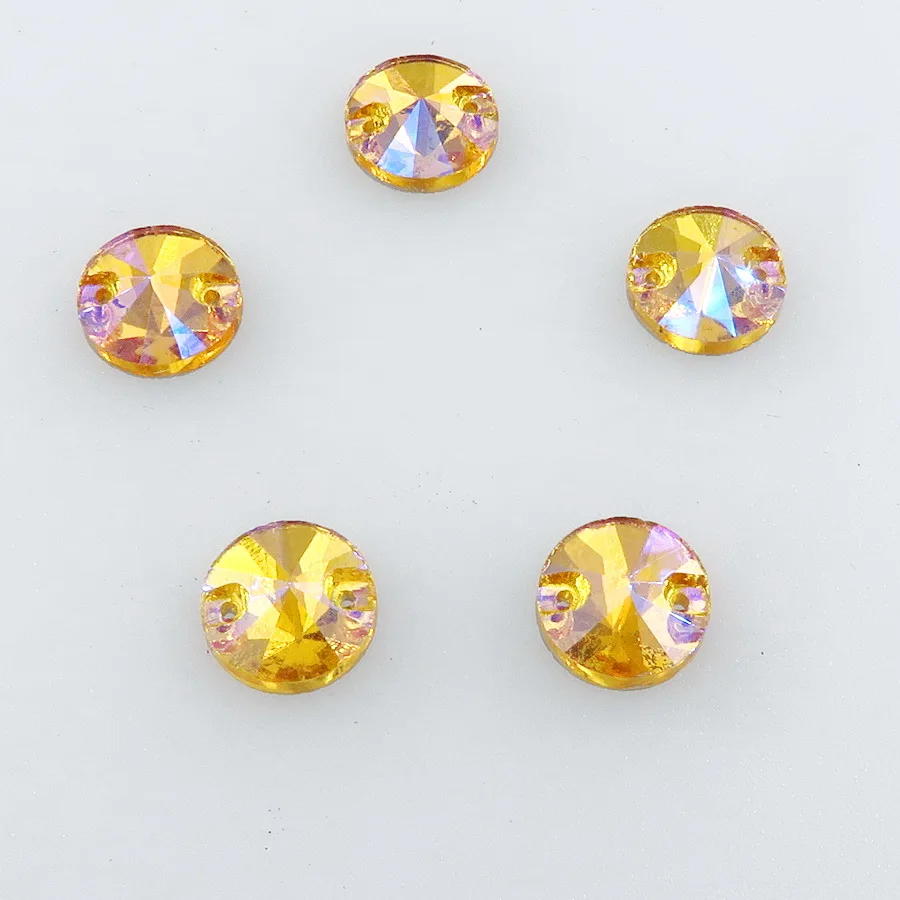 Стеклянные кристаллы ривола AB круглые стразы с двумя отверстиями 6 размеров