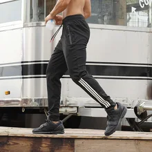 Мужские спортивные штаны для бега в полоску с карманами на молнии, тренировочные штаны, спортивные штаны для тренировок, футбола, спортзала, мужские спортивные штаны