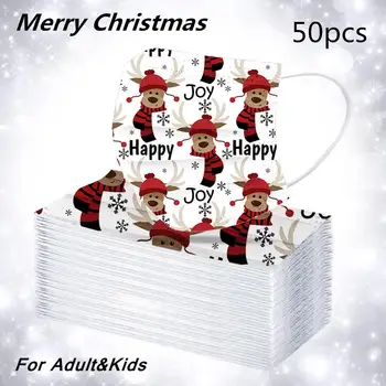 

Christmas Medical Face Mask Children Kids Disposable Surgical Face mouth Mask Adult Anti Dust Earloop Mask 50Pcs Fast Delivery