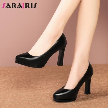 

SARAIRIS Office Female Casual Spring High Heels Consise Pumps Pointed Toe Slip On Pumps Women Shallow Pumps Women Shoes Woman