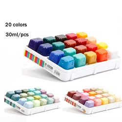 Peinture Gouache aquarelle professionnelle, 20 couleurs, 30ml, conception Unique de tasse à gelée pour artistes étudiants, fournitures artistiques 