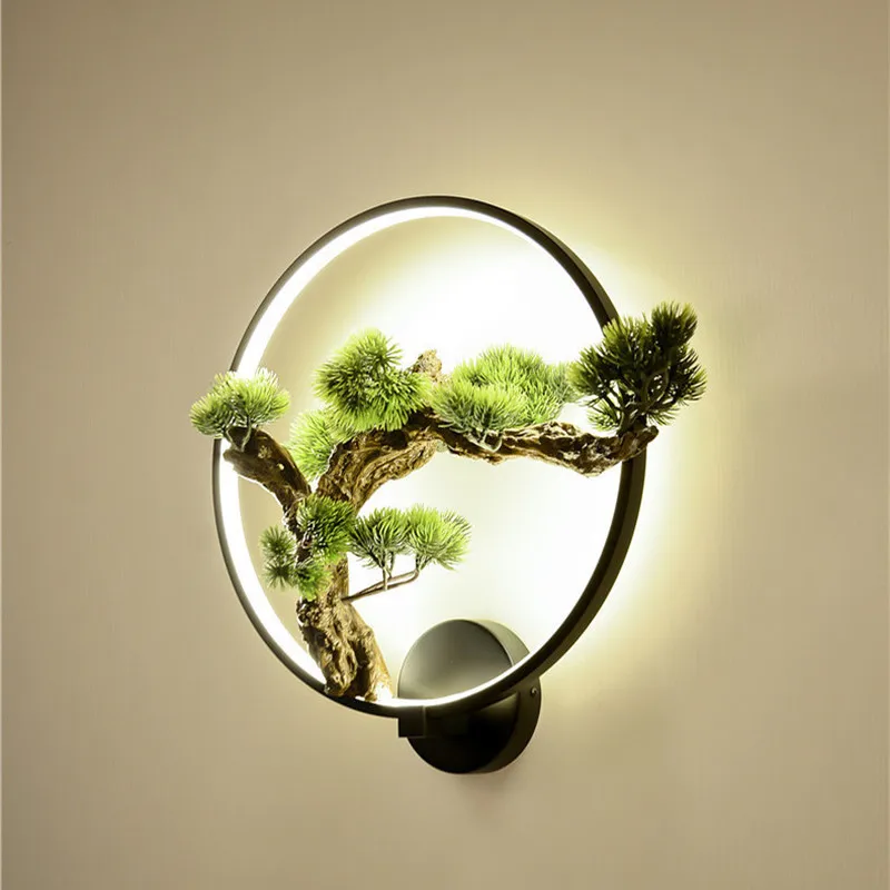 New Chinese Wall Lamp Zen Decoration Lamp for Living Room Study Bedroom Aluminum Decorative Wall Lamp Landscape Potted Lamp image_1