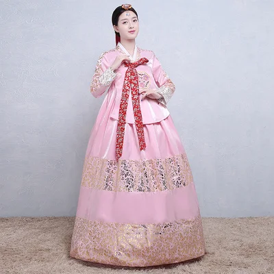 Корейский ханбок традиционная одежда для женщин s Корея платье женское ханбок одежда Восточный Стандартный танцевальный костюм халат Корин - Цвет: pink