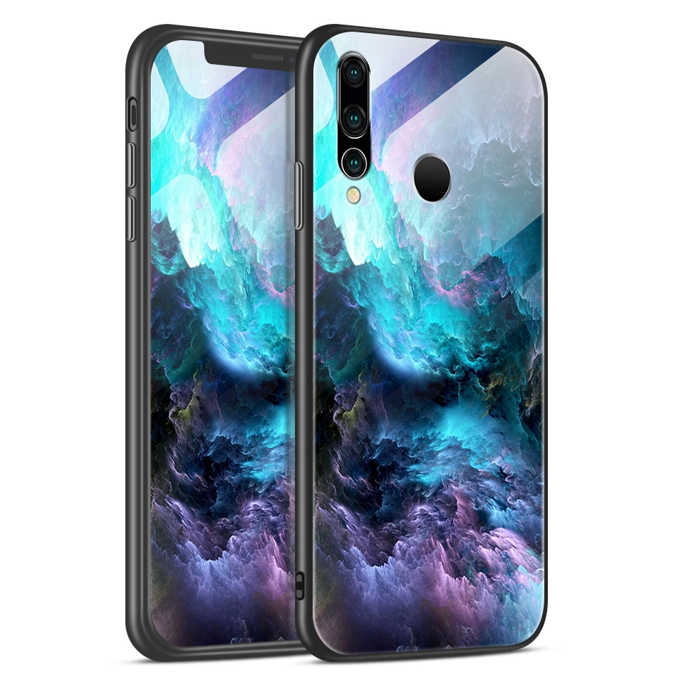 H109 Для Huawei NOVA 2 3 4 звездный узор из закаленного стекла Жесткий Чехол для Nova2 полная Защита задняя крышка Nova3 4 ТПУ ударопрочный корпус - Цвет: H109