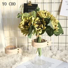 YO CHO 5 головок искусственный цветок для свадьбы Подсолнух Искусственные цветы Букет подсолнухов Рождество для домашнего свадебного украшения цветок