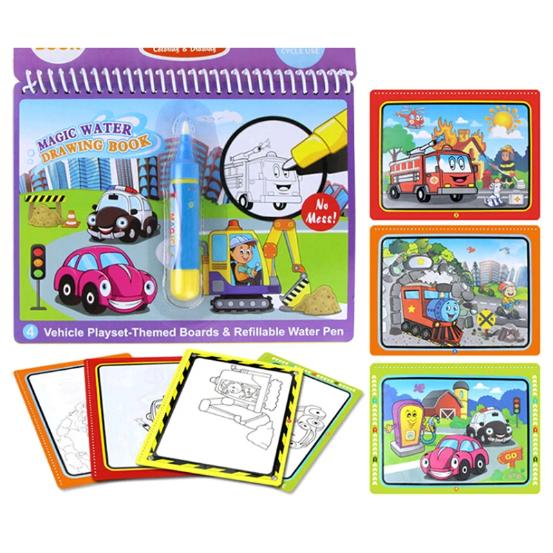 Drawing Board For Kids Reusable Education Birthday Gift Magic Water Drawing Book Coloring Book Doodle Pen Cartoon Painting Toys