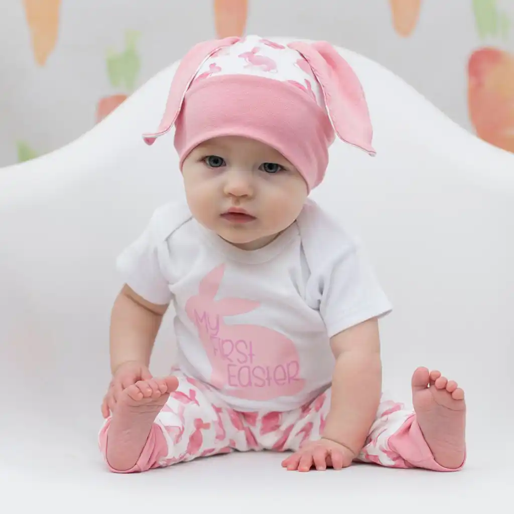 6 Months Baby Girls Bunny Rabbit Spanish Style Romper /& Hat Set Newborn