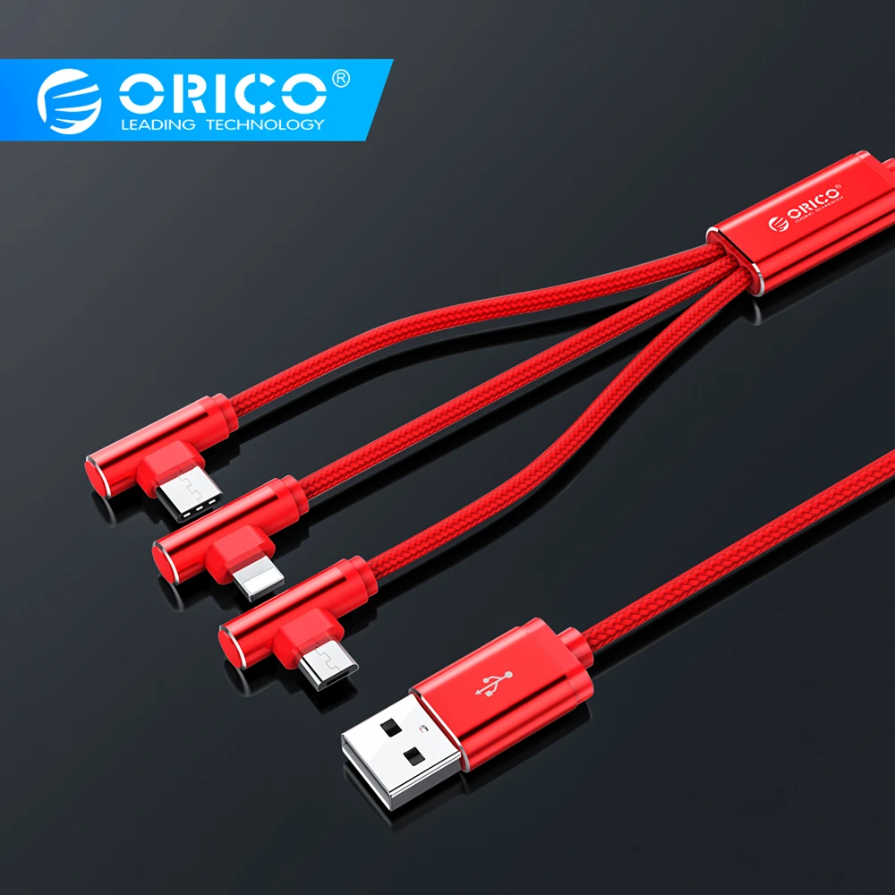  ORICO Nylon Schnelle Lade Daten Kabel 3-in-1 USB zu Beleuchtung Typ-C Micro-USB rechts Kabel für Xi