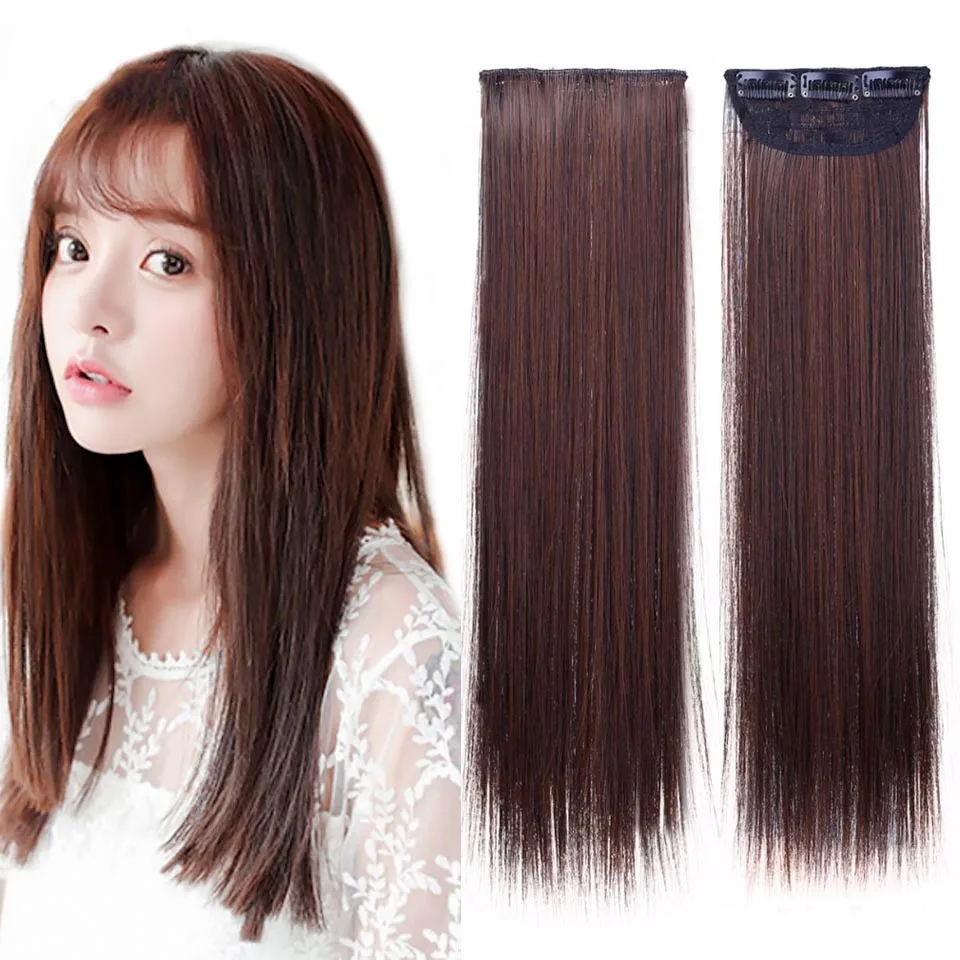 AOSIWIG 3 Clips 1 Pieces Natural Straight Clip In Hair Extension 18inch
