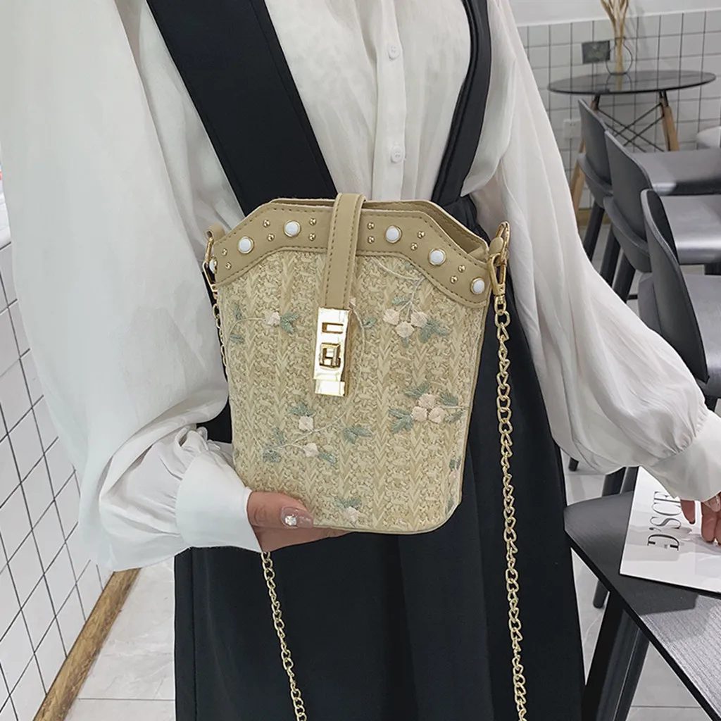 OCARDIAN сумка через плечо с пряжкой, Женская пляжная кружевная элегантная соломенная Повседневная сумка из мешковины, квадратная сумка, модная сумка-мессенджер