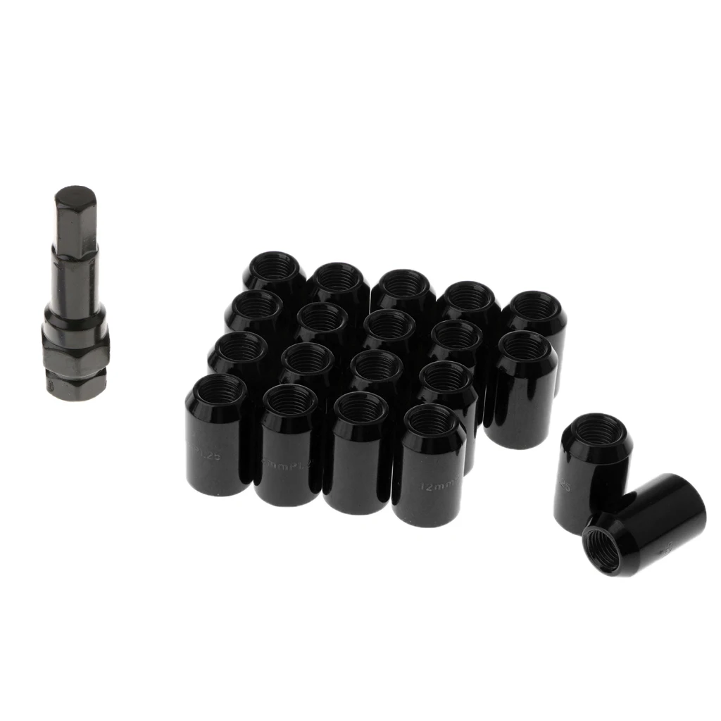 Black 12x1.5mm 20 штук авто обода колеса гоночные гайки 31 мм с замком m12x1.25 мм - Цвет: Black 12x1.5mm