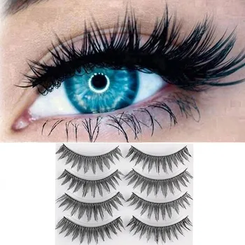 

4Pair Luxury False Lashes Fluffy Eyelashes Natural 3D False Lashes Fluffy Strip Eyelashes Long Natural Party Y809