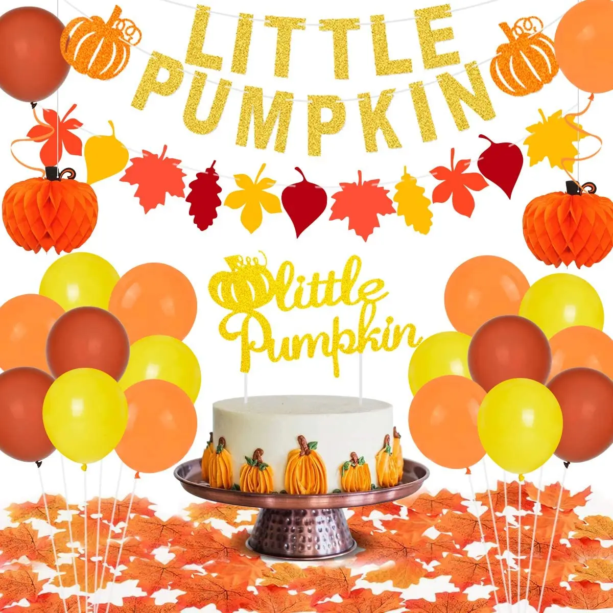 

Little Pumpkin 1st Birthday Party Decorations Maple Leaves for Pumpkin Fall Autumn Theme Baby Shower Decorations Party Supplies