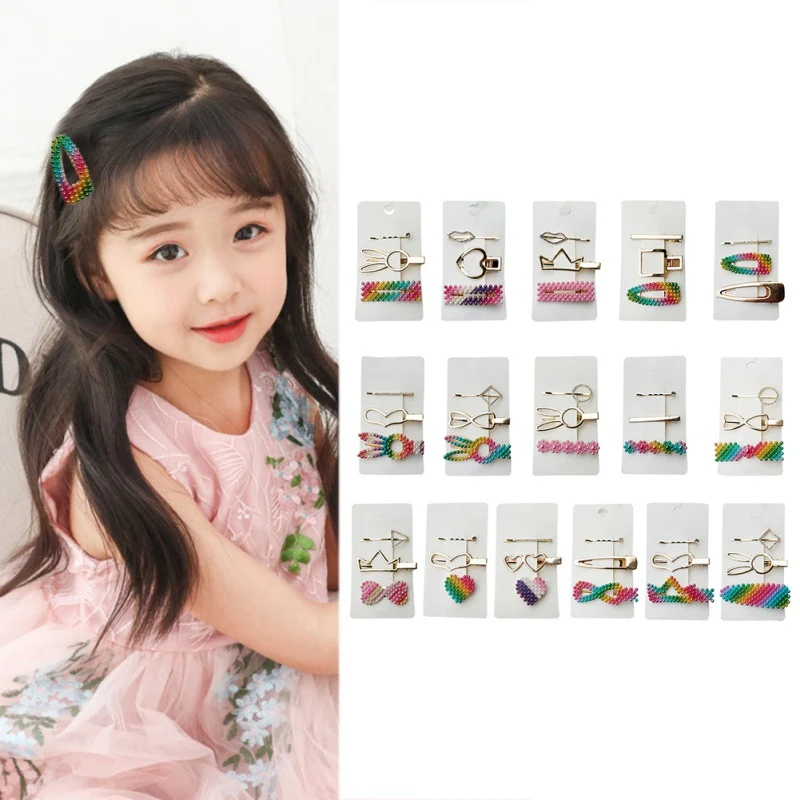 Cute Girls Hair Clips Cartoon Shape Pearl Design Hair Pin Set Children Hairpin Princess girls Hair Accessories