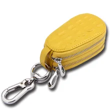 Держатель для ключей из натуральной кожи, двойная молния, женский автомобильный кошелек для ключей, мужской брелок-органайзер, многофункциональная ключница для ключей