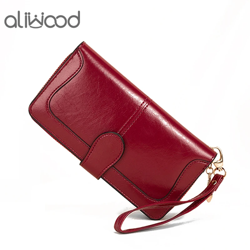 

Aliwood Brand Women's Long Wallets Clutch Leather Female Zipper Hasp Coin Purse Strap Money Bag For iPhone Carteira Card Holder