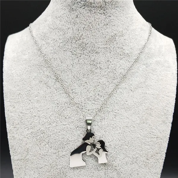 Мода для мамы и дочки цепочка из нержавеющей стали ожерелье серебряного цвета ожерелья подвески ювелирные изделия moda mujer N19034 - Окраска металла: C 50cm O