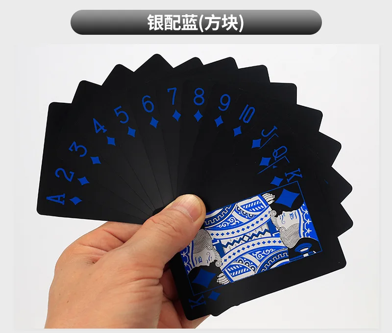 Waterproof PVC Plastic Playing Cards Set Trend 54pcs Deck Poker Classic Magic Tricks Tool Pure Color Black Magic Box-packed Hot